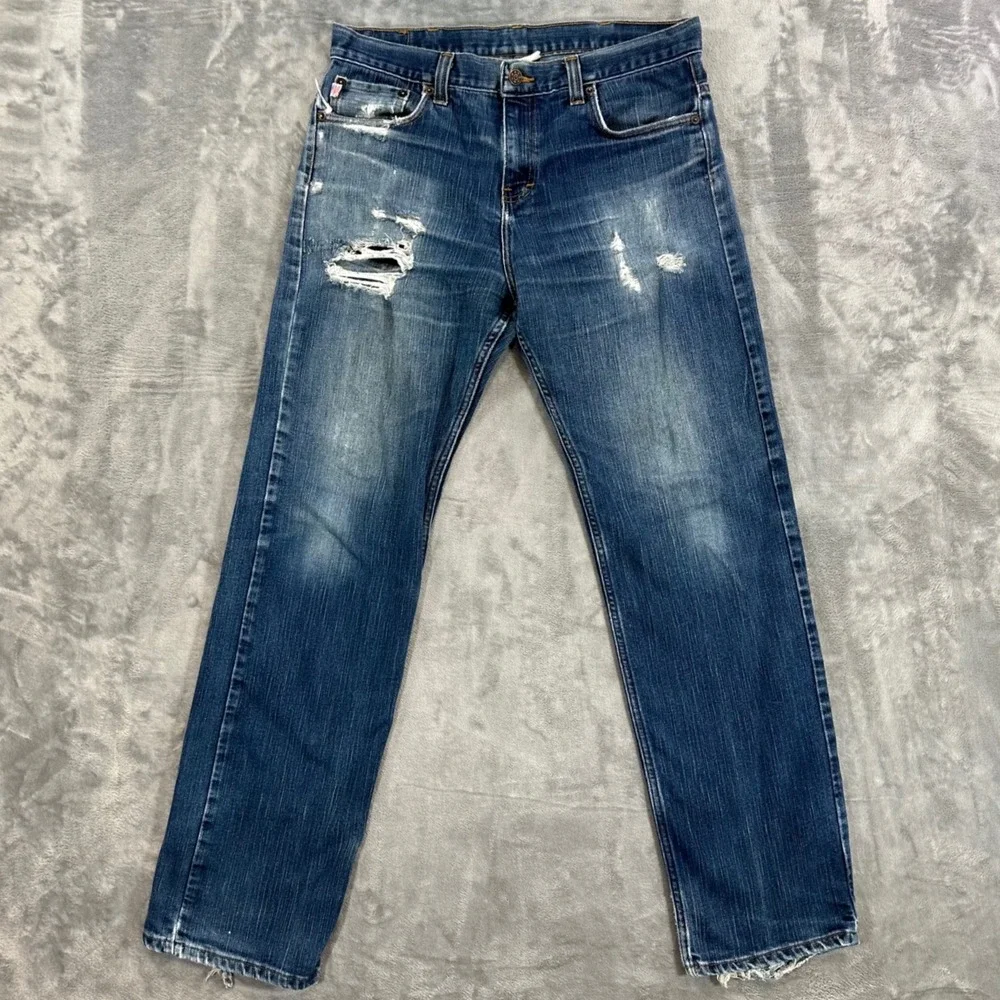 All American Clothing Straight Jeans Men's Size 34x32 Blue Distressed